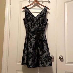 Black and gray brocade design dress